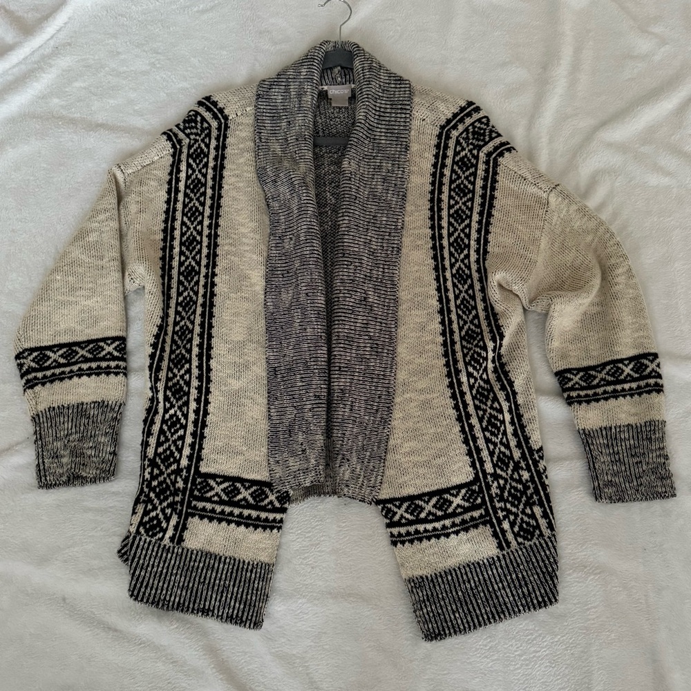 Chicos Chunky Cardigan | 2 / Large | Cozy Longsleeve asymmetrical Sweater